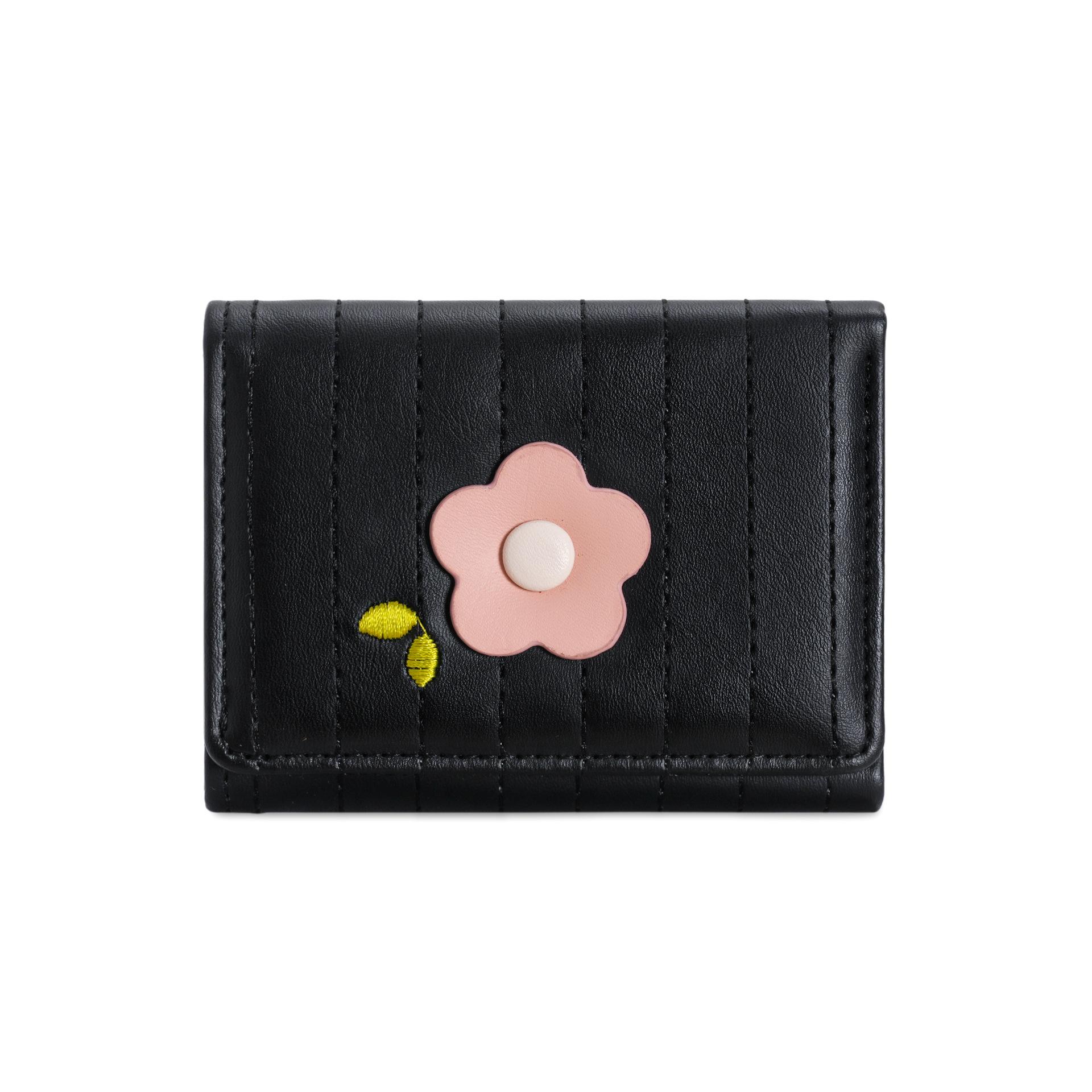 

Flower Bag~ Simple Multi-Color Three-Fold Change Bag For Women S High-End Sense Of Simple Flower Wallet чорний