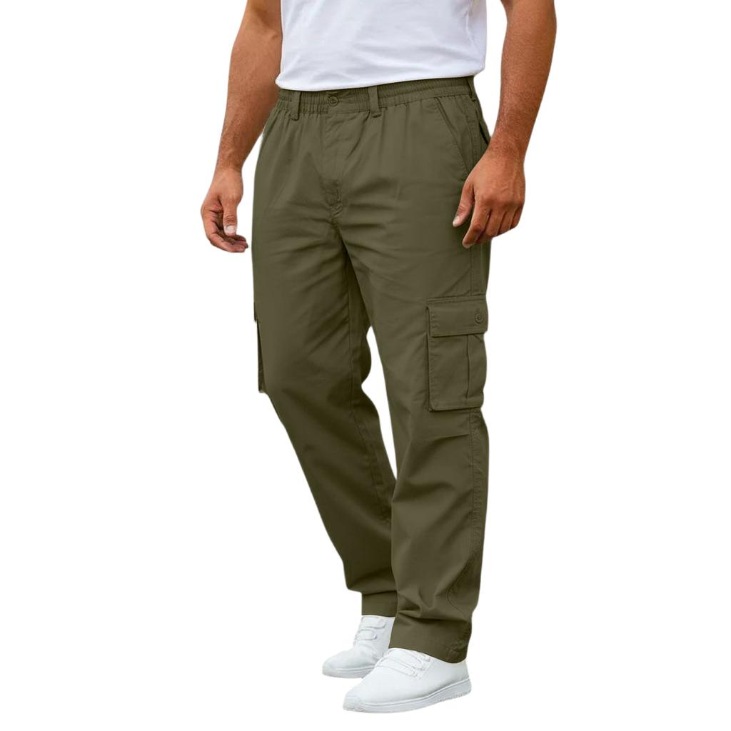 Men's Workwear Casual Stretch Waistband Multi-Pocket Straight-Leg Pants