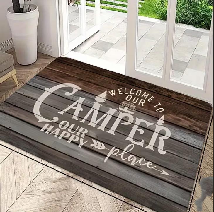 Comfortable Camping House Door Mat. Welcome To Camping Car Outdoor RV Floor Mat with Decorative Memory Easy To Clean RV Door Mat