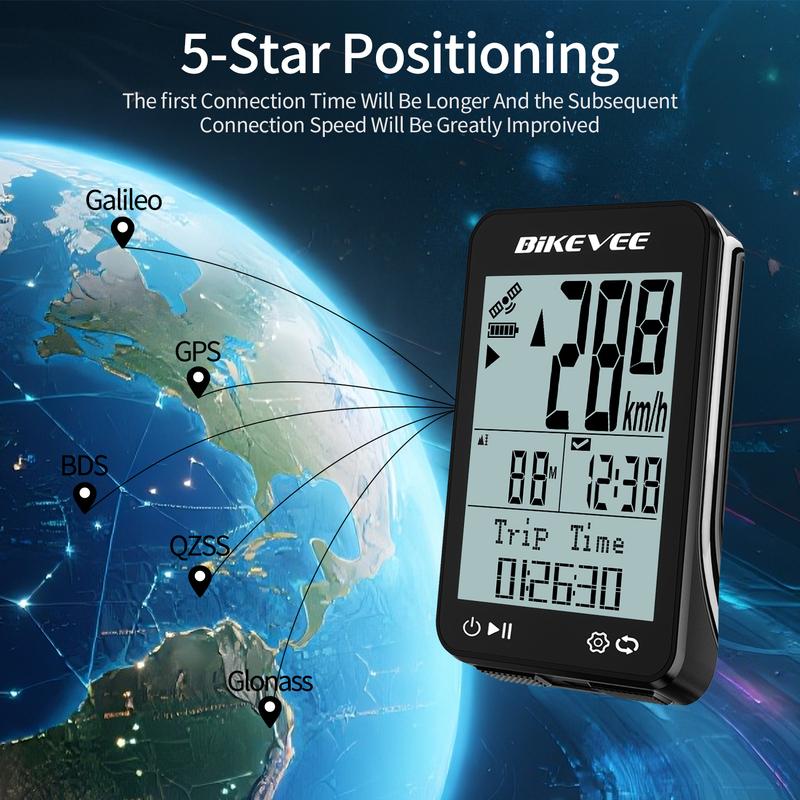GPS Wireless Bike Computer 9 Languages Waterproof With Backlight Bracket Cycling Speedometer Rate Stopwatch Bicycle Accessories