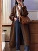 2025 Korean Style Plus Size Women's Long Wool Cardigan - Autumn/Winter, Long Sleeve, Mid-Length.