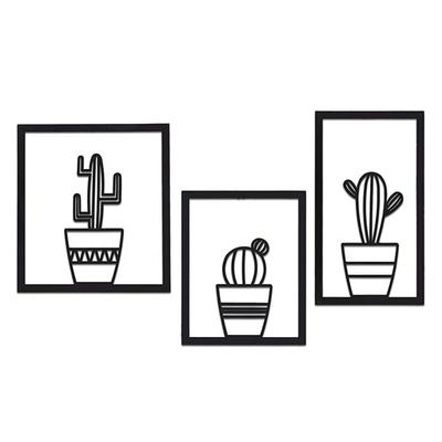 3pc Metal Wall Decoration Modern Triple Cactus Wall Art Stylish and Elegant Design for Home, Adds a Unique Touch To Living Rooms
