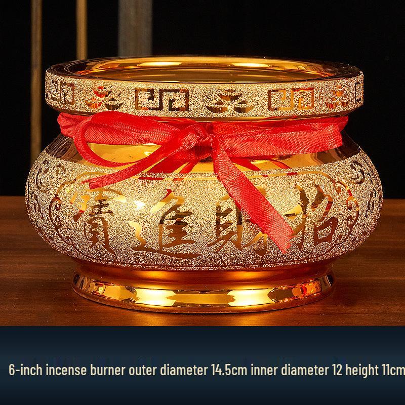 Buddhist Household Ceramic Offering Set: Incense Burner, Water Cup, Fruit Plate, Vase