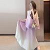 Purple Lifetime Small Fragrance Set Skirt for Women Summer New Pleated O Neck Sleeveless Shirt Two Piece Set Of Female Tops