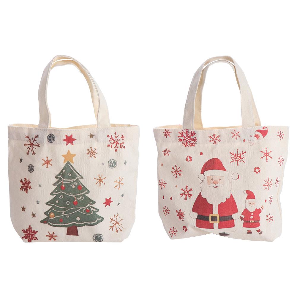 Large Capacity Christmas Canvas Gift Bag Cartoon Merry Christmas Decor  Home New Year Decor