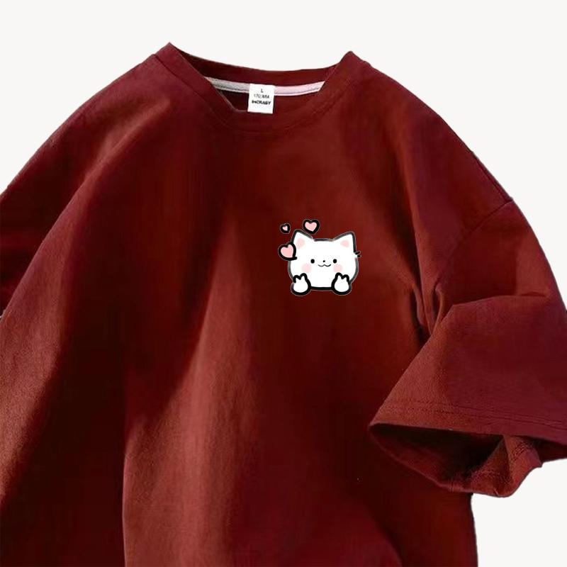 

Летняя футболка с коротким рукавом Женская Хлопок 2025 Новая Свободная Универсальная Повседневная Белая Блузка с рукавом до локтя Модная Женская футболка 3XL