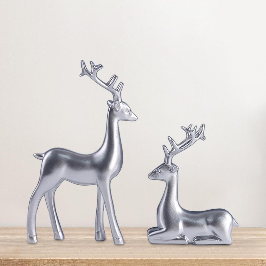 Decorative Reindeer Figurine Elk Statue for Home Office Bookshelf