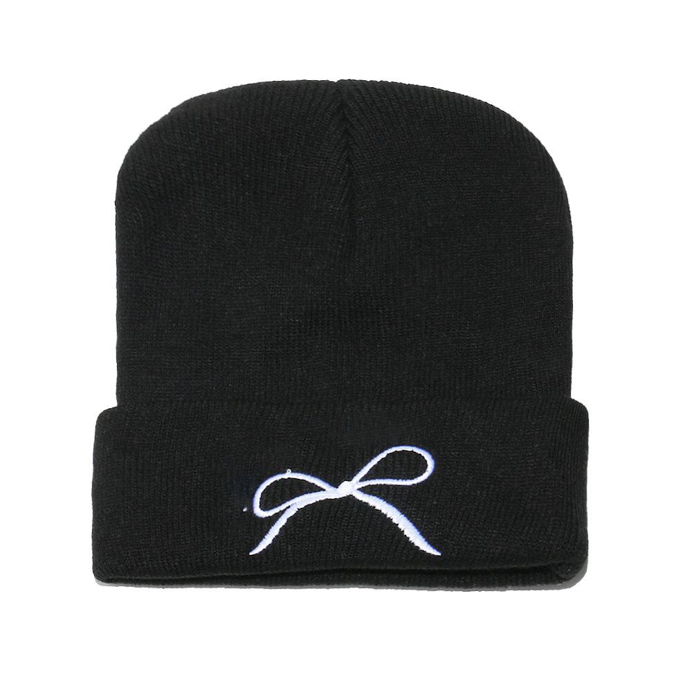 Korean version of outdoor cycling warm cold hat bow knitted hat trendy versatile autumn and winter cold wool hat women 2025