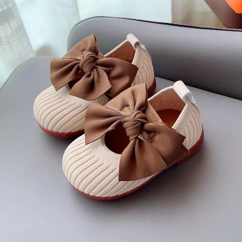 

Bebes Soft Sole Baby Shoes Spring New Korean Bow Baby Girl Shoes Princess Leather Shoes Breathable Walking Shoes 25