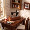 1:12 Scale Dollhouse  ature Vintage Sewing Machine   Sewing Machine for Doll House Scene Layout Dark Brown
