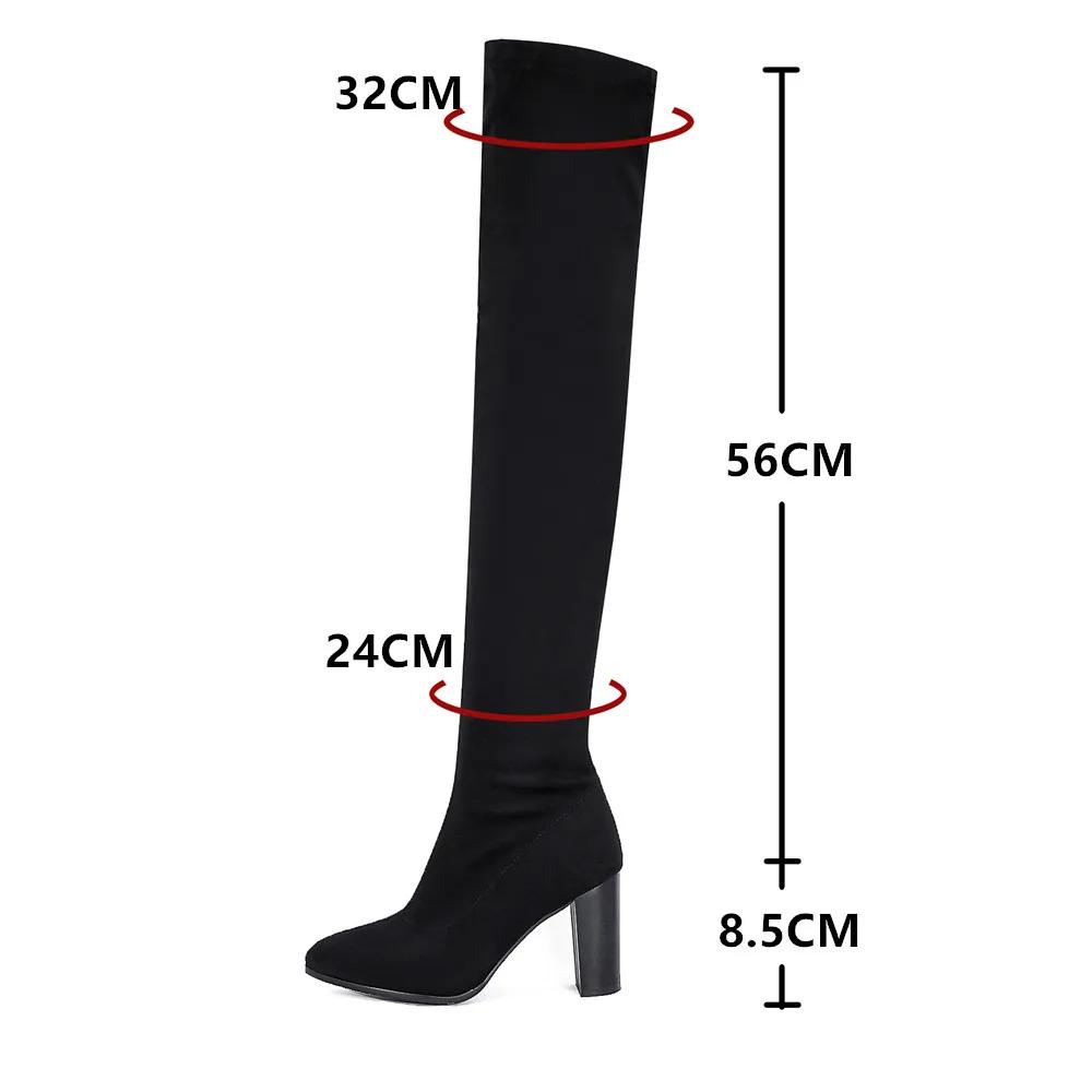Fashion 2025 New Flock Women Over The Knee Boots Sexy High Heels Long Boots Autumn Winter Ladies Boots Size 32-43 Feminina Zapatos Mujer