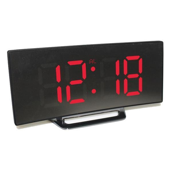 Budíky se zakřivenou LED obrazovkou Digitální budík Stolní hodiny Domácí pokoj Elektronický budík