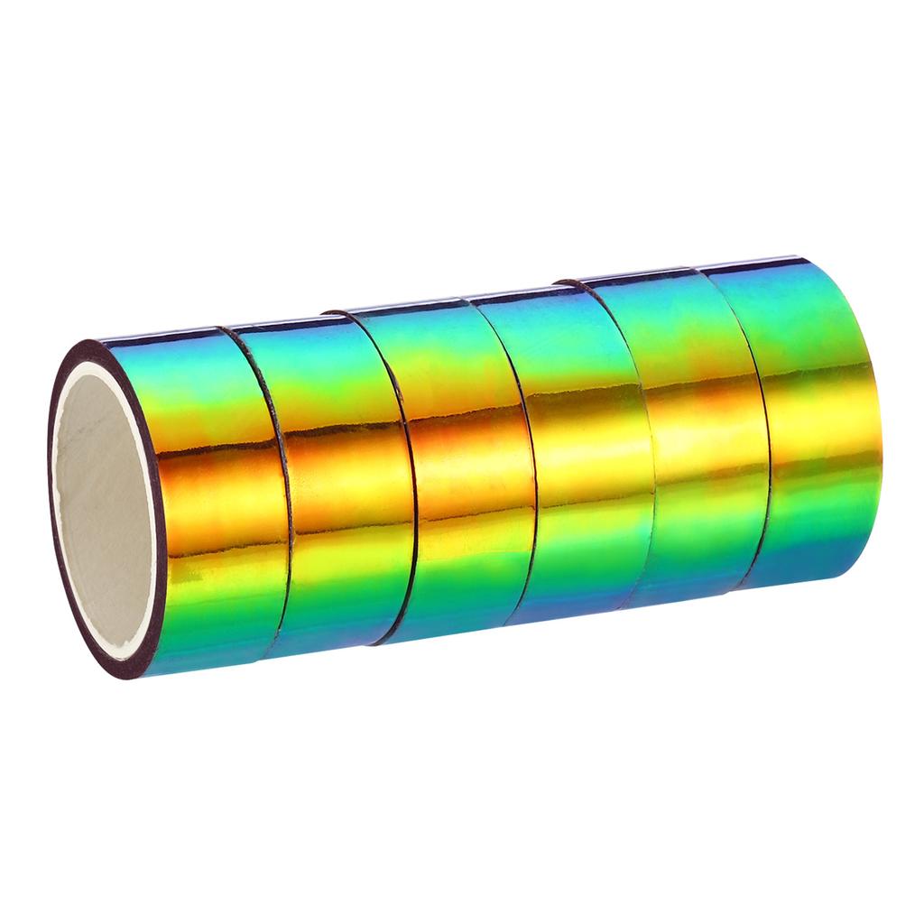 6 Rotoli 15mmx5m Nastro Metallizzato Autoadesivo Foglio Olografico Specchio Metallico Mascheratura Adesivo Decorazione Scrapbooking Nastro Mascherante