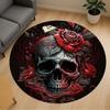 1pc Skull Rose Round Chair Mat Area Rug - Non-Slip, Floor Mat for Office, Bedroom, and Indoor Decor C1125632