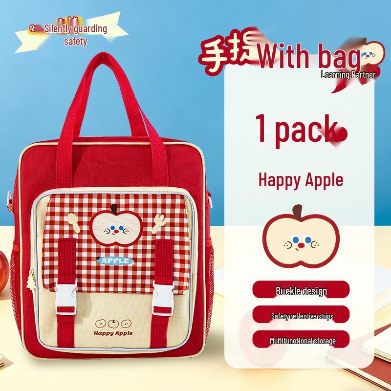Yimulin Reflective Large Capacity Student Study Bag - Happy Apple Design, Portable & Lightweight.