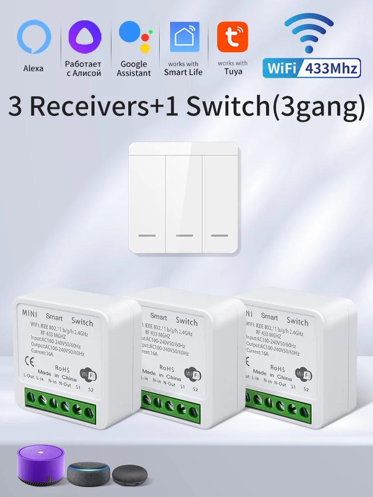 Tuya Smart WiFi 20A SwitchRF433MHz Wireless Remote Control Light Switch 1/2/3 Gang Wall Panel Voice Control Alexa Google Home