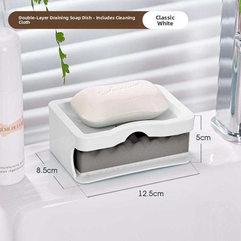 BDO Japanese Sle Thiened Plastic Soap Di with Sponge Double Layer Simple Soap Holder Batoom White Soap Box Drainage