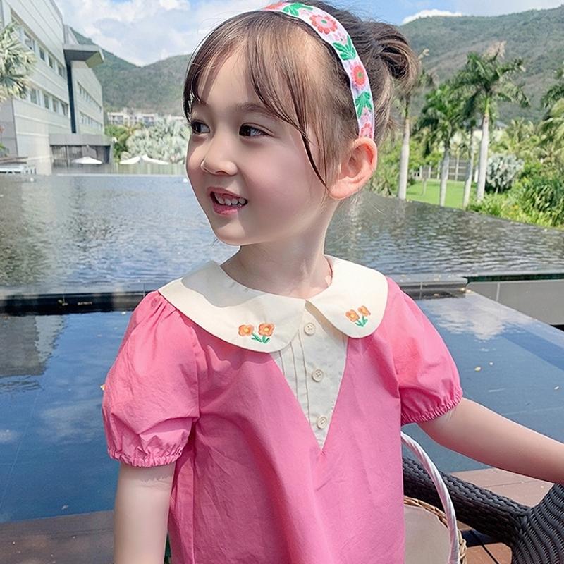 Girls' Summer Embroidered Flowers Dress Princess Dress Patchwork Design