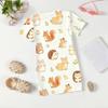 Girls Animal Print Dress Loose Fit Short Sleeve Round Neck Lightweight Summer Dress for Kids Casual Wear