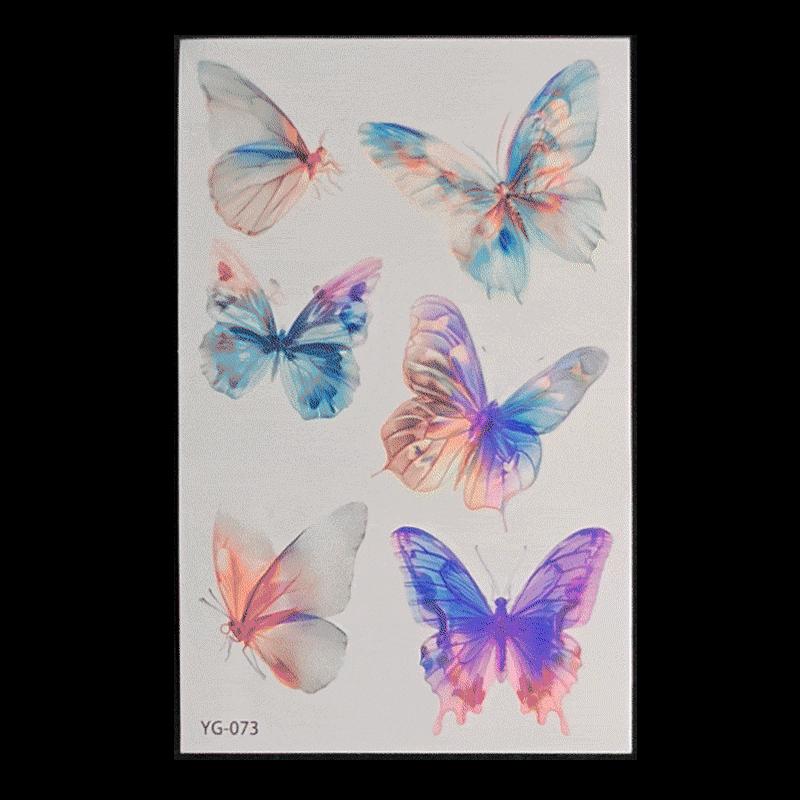 's New Fluorescent Butterfly Tattoo Sticker Music Festival KTV Concert Party Disposable Waterproof
