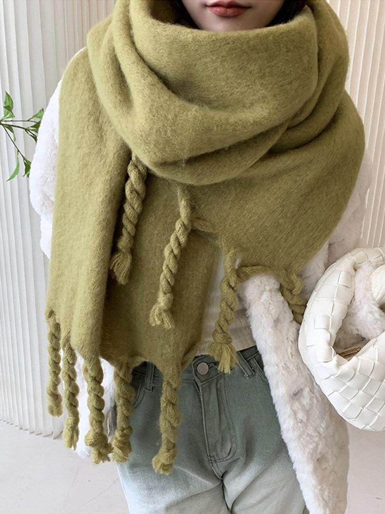 New Imitation Cashmere Women Scarf Winter Solid Warm Scarve Pashmina Tassel Mujer Female Foulard Bufanda Long Thick Wrap Shawl