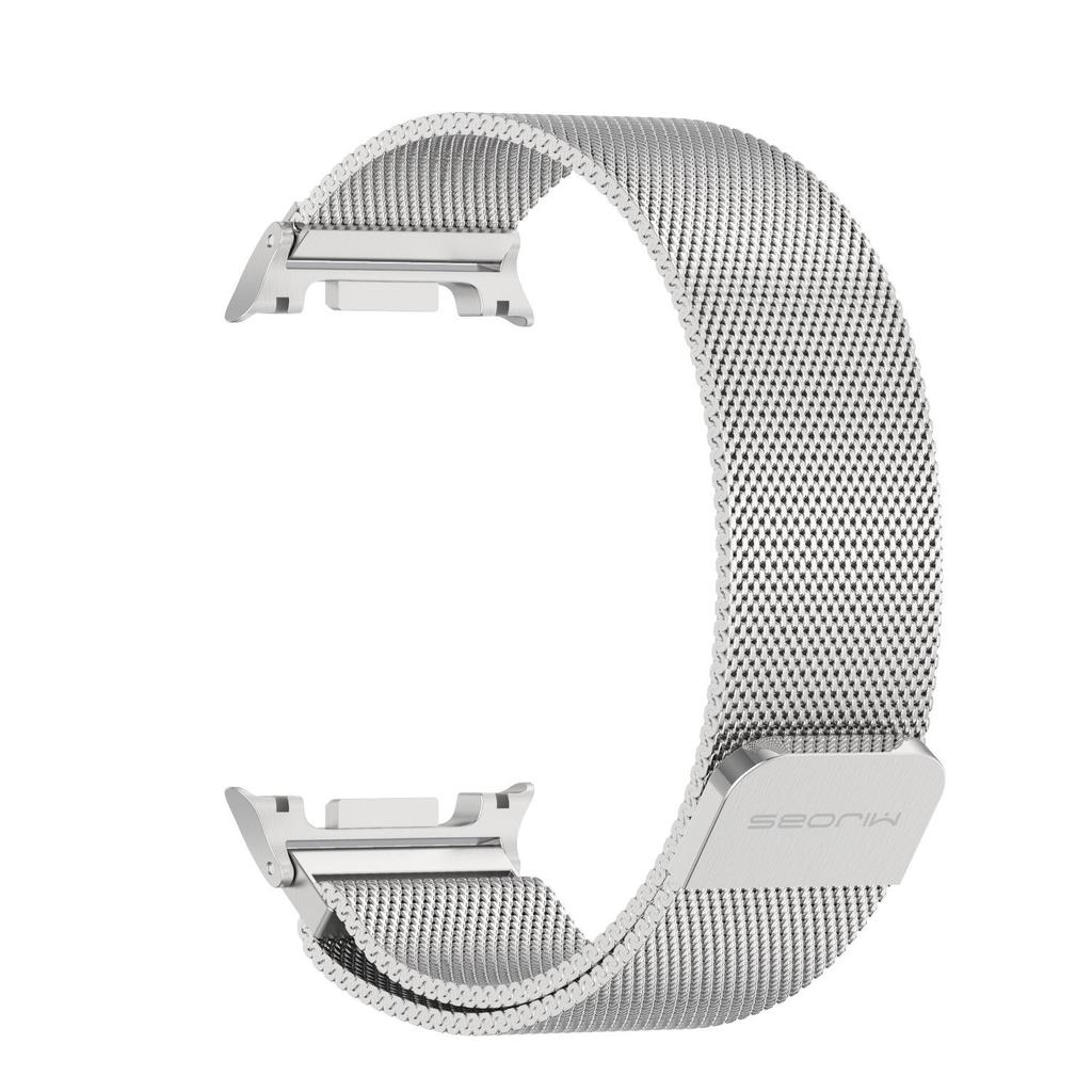 Compatible with Samsung Watch8/Ultra: Stainless Steel Milanese Magnetic Strap with Three-Bead Design and Steel End Links.