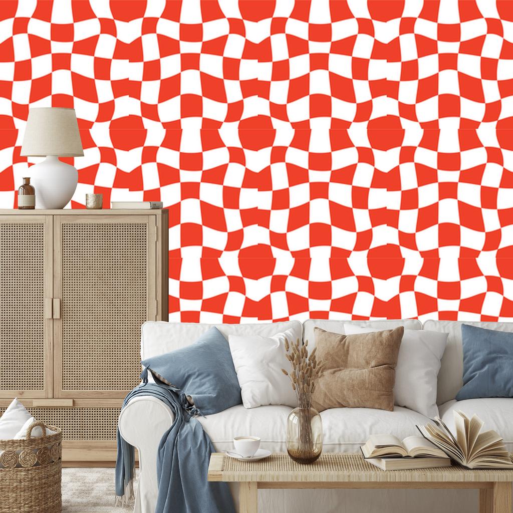 Wallpaper Free checkerboard red, coral background 50x1000