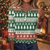 Women's Casual Christmas Print V-Neck Button-Front Three-Quarter Sleeve T-Shirt Top