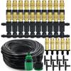 15M Outdoor Misting Cooling System Garden Irrigation Watering 1/4'' Brass Atomizer Nozzles 4/7mm Hose for Patio Greenhouse