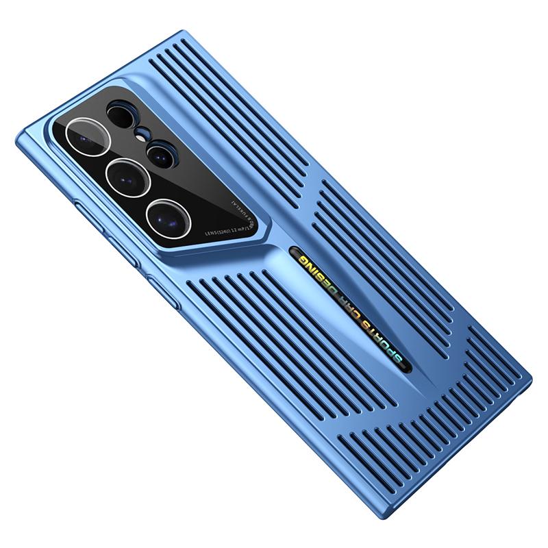 

For Samsung Galaxy S24 Ultra Case Electroplating Hard PC Phone Cover Breathable Heat Dissipation Blue