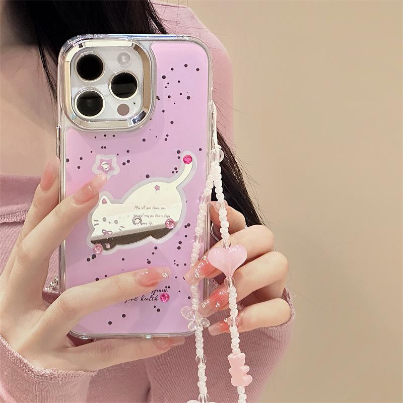 Zhitai iPhone 12 Pro Max/13 Pro/14/15/16 Case: Three-in-One Mirror Design with Bracelet.