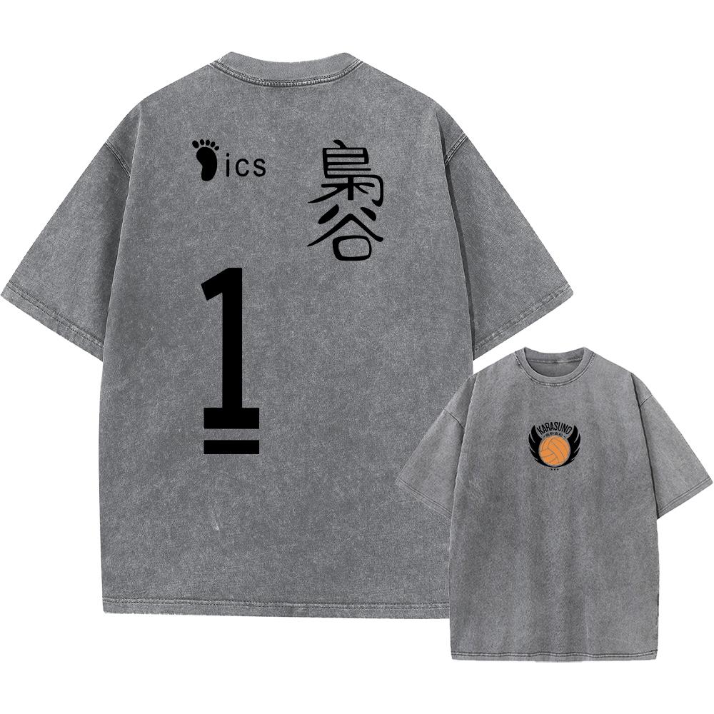 Anime Haikyuu!! Volleyball Hinata Shoyo Graphic Washed T Shirt Men Women Manga Tshirts Casual Loose T-shirt Harajuku Cotton Tops
