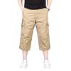 Men Breathable Capri Pants Color Straight Solid Pocket  Trousers
