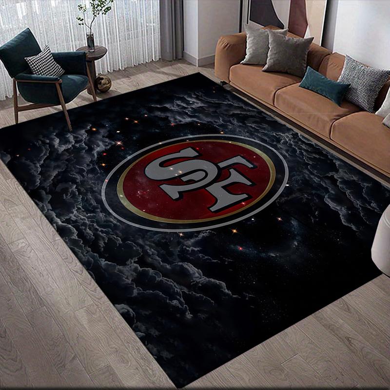 San Francisco 49ers Flanellmuster Quadratischer Teppich, Läufer, Teppich für Wohnzimmer Schlafzimmer Sofa Spielzimmer Dekor, Rutschfeste Fußmatte