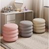 Creamy Household Stool Girls' Makeup Seat Bedroom Vanity Chair Soft Lamb Wool Pouf Minimalist Manicure Round Ottoman
