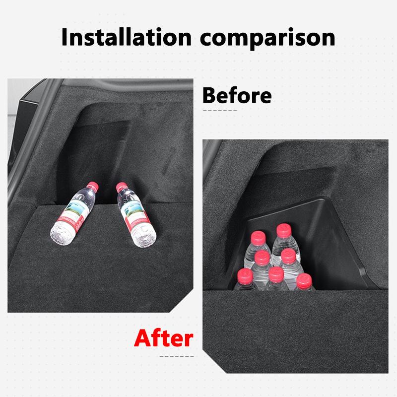 Trunk Side Storage Box For Tesla Model Y Juniper TPE Rear Trunk Storage Bins Side Box Organiser With Lip Cover Car Accessories
