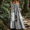 Maxirock Hoher Bund 3D Blumendruck Weiter Saum Langer Rock Böhmischer Stil Sommer Schlankmachender Rock Arbeit Freizeit Alltag