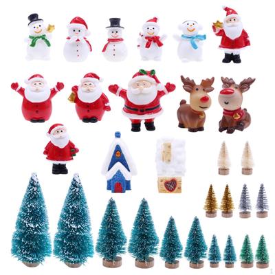 Mini Christmas Tree Snowman Set Accessories for 1/12 Dollhouse Holiday Garden