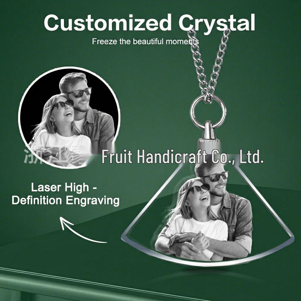 Colar com Pingente de Cristal com Foto de Animal de Estimação Gravada a Laser 3D - Presente Comemorativo