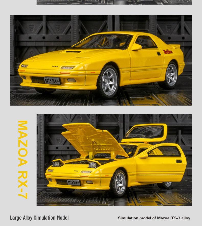Zhongyuanxing RX-7 Alloy Coupe Car Model with Pull Back, Sound, and Light Features