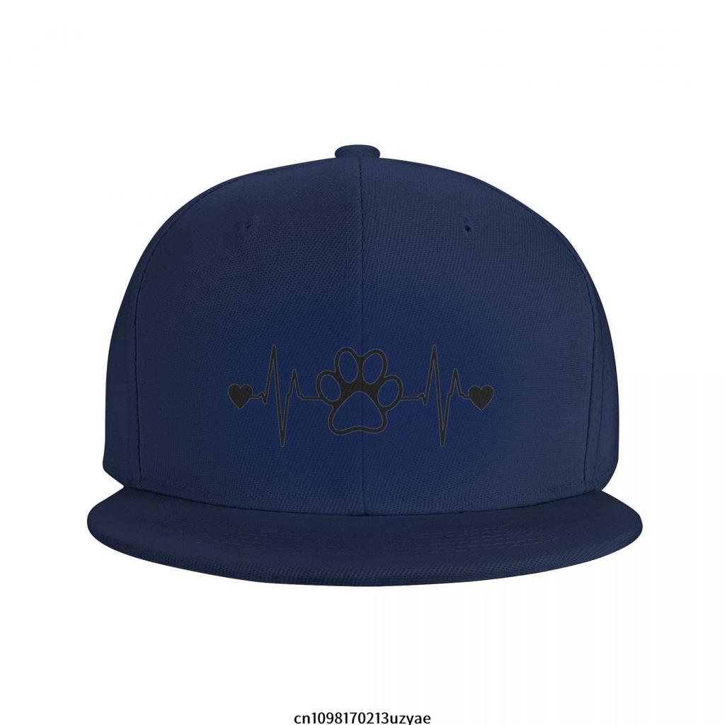 Paw Print EKG Heartbeat Dog Lover Unisex Baseball Cap Polyester Casual Snapback Adjustable Hat