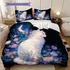 White Cat Pattern Bedding Quilt Set Quilt Cover Pillowcase Home Decoration Birthday Gift (1 * duvet cover + 2 * pillowcase, without core)