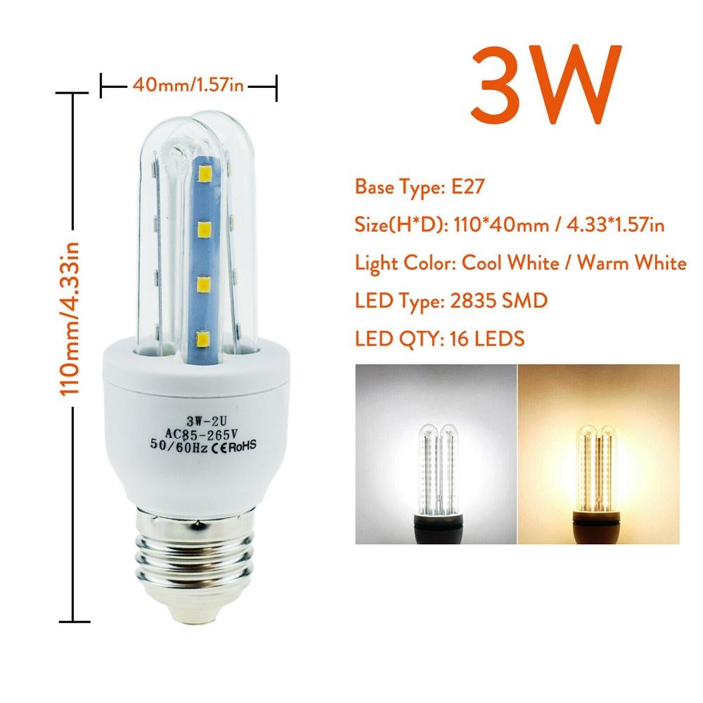 3W 5W 7W 9W 12W Energy Saving E27 LED Corn Light Bulbs U Tube Fluorescent Neon Flood Lights 220V 110V Home Lamps 360° Lighting