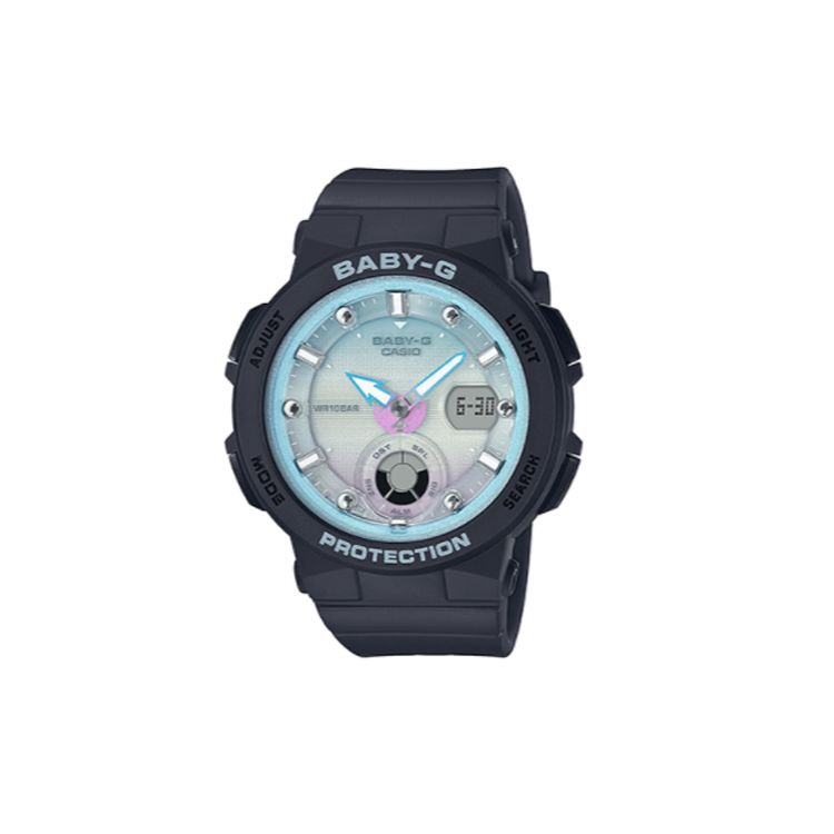 Casio Baby-G Pearl Luster Ocean Style Anchor Pointer Colorful Neon Lighting Waterproof Quartz Movement Resin Strap Watch Women watches BGA-250-1A2DR Blue Dial