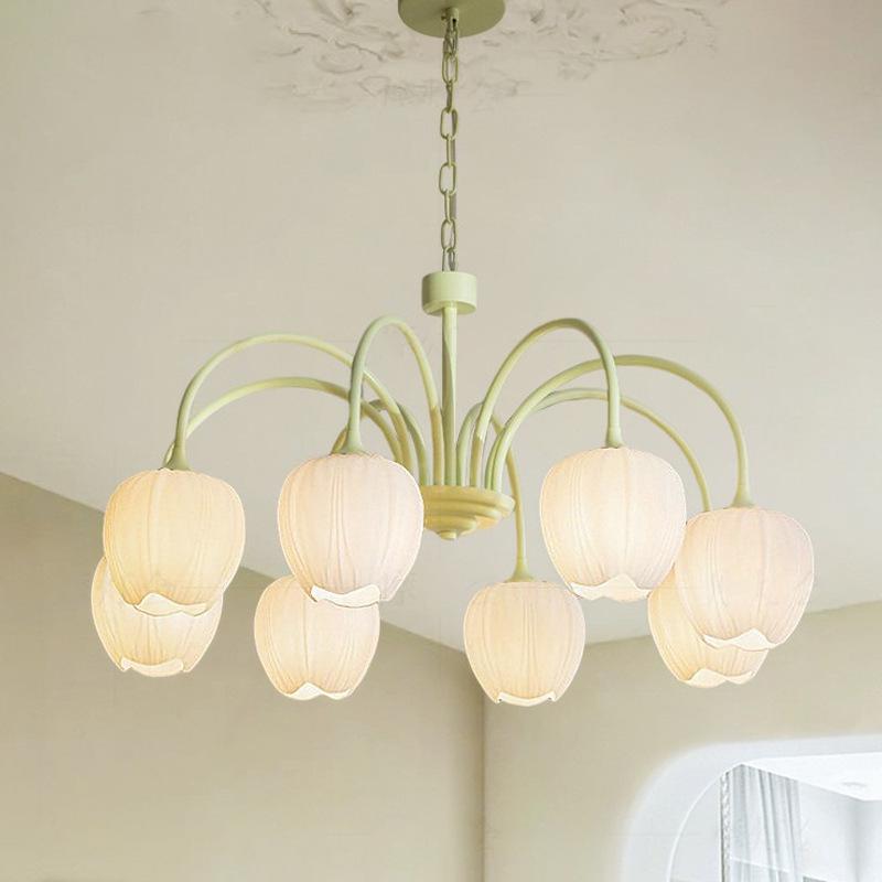 Modern Minimalist Cream Style Chandelier - Tulip Design for Living Room, Bedroom, or Dining Area