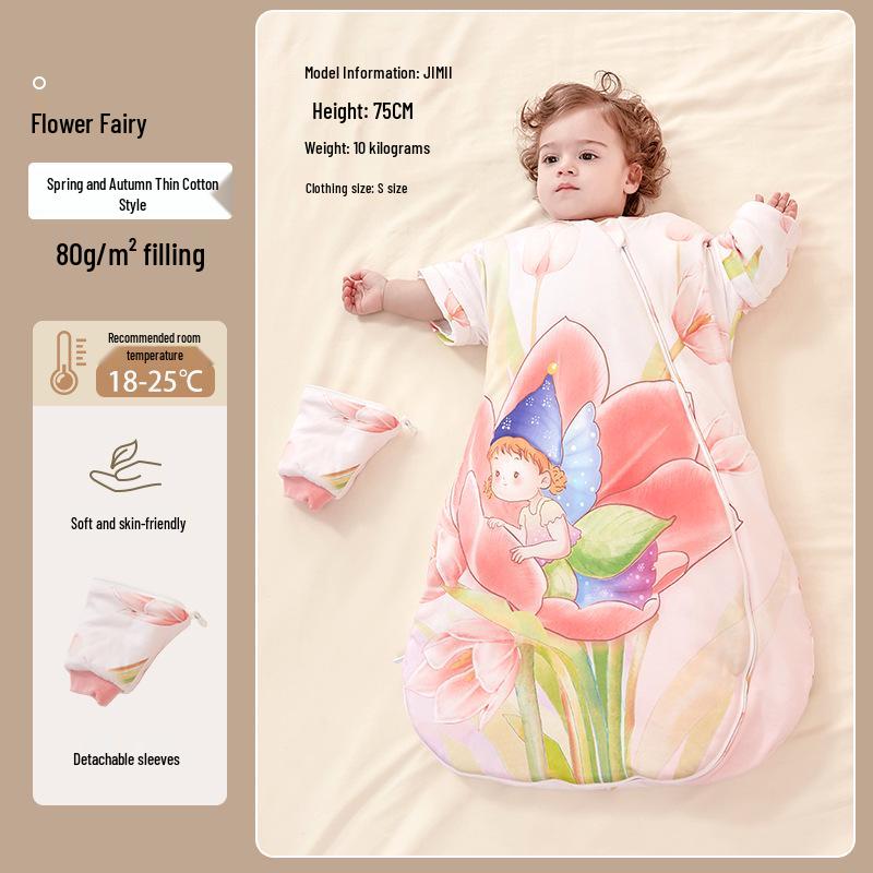 Beikoo Baby Sleep Bag: All-in-One Anti-Kick Quilt, Pure Cotton, Temperature Regulating, for Spring/Autumn/Winter, A-Class Pajamas.