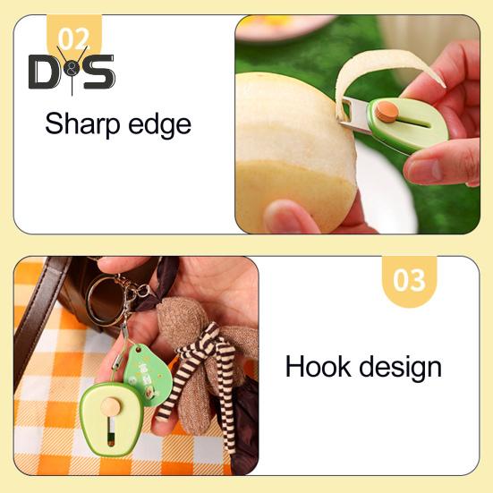 Pelapatate a Forma di Avocado Pelapatate Portatile Mini Pelapatate per Patata Pomodoro Frutta Retrattile da Esterno Pelapatate per Frutta Design con Blocco di Sicurezza Gadget da Cucina