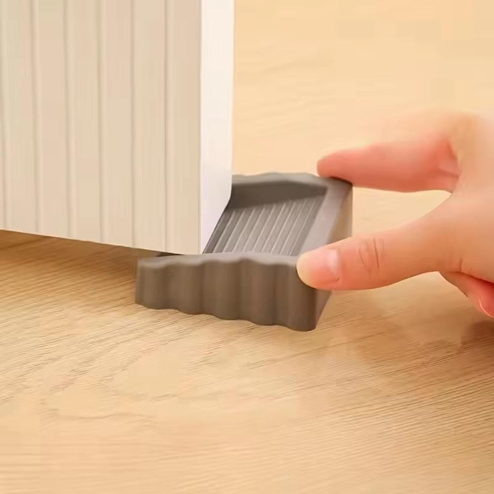 Invisible Door Stop Wedges Floor Mounted Rubber Anti-collision Wooden Floor Doorstop Windproof Heavy Duty