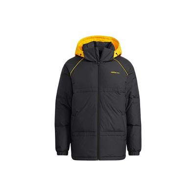 Neo Logo Patchwork Kapuzen-Daunenjacke mit Entendaunen-Isolierung Herrenjacken Schwarz HF0504