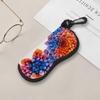 Colorful Floral Print Protective Sunglasses Case, Soft Zipper Eyeglasses Pouch, Portable Zipper Eyewear Storage Holder for Women Travel Daily Use